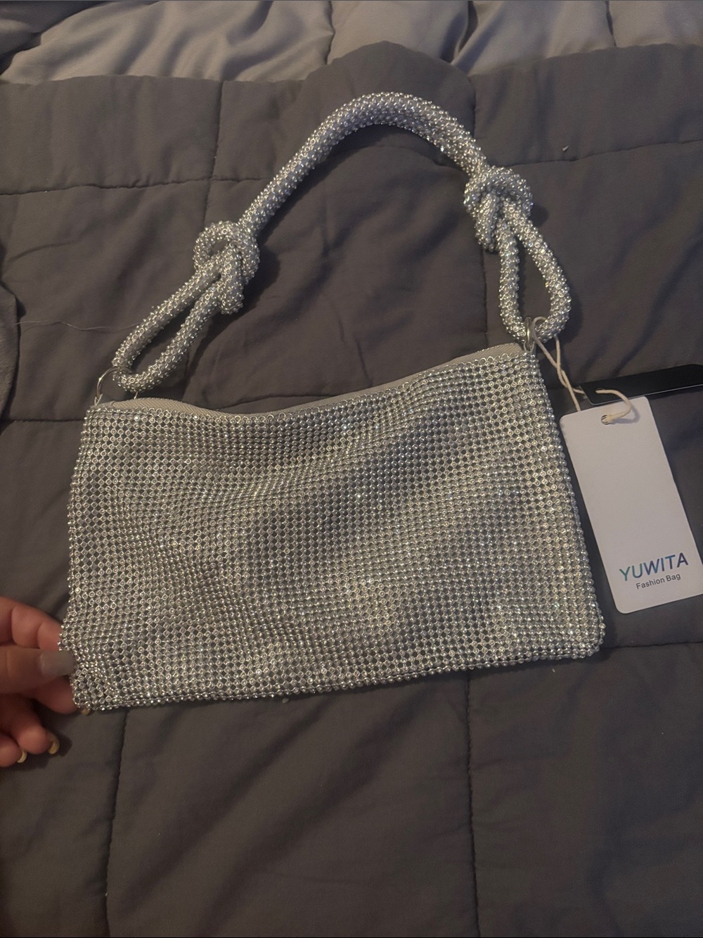 YU WITA Silver Crystal Evening Mini Bag